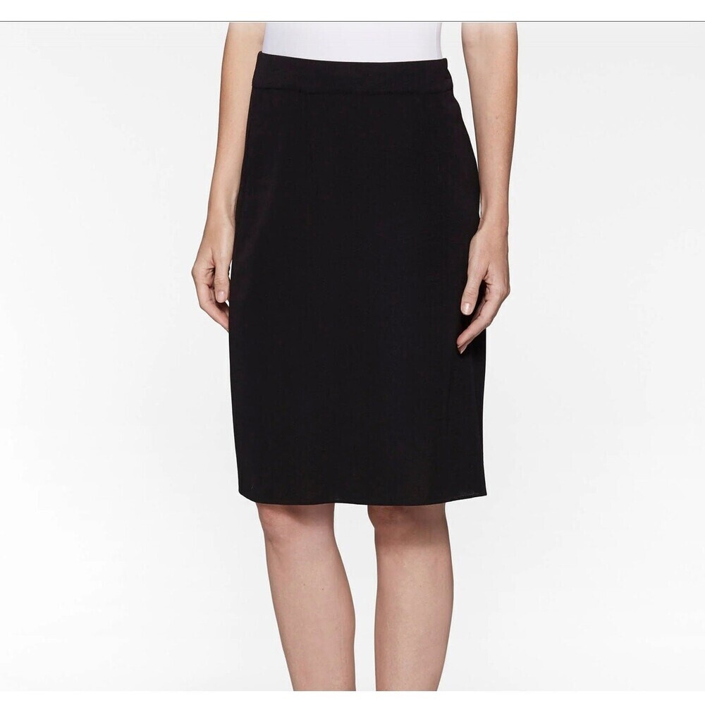 Missook knee length skirt pointe knit black stretch SZ SM